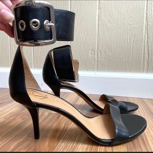 Vince Camuto leather ankle buckle strap heels